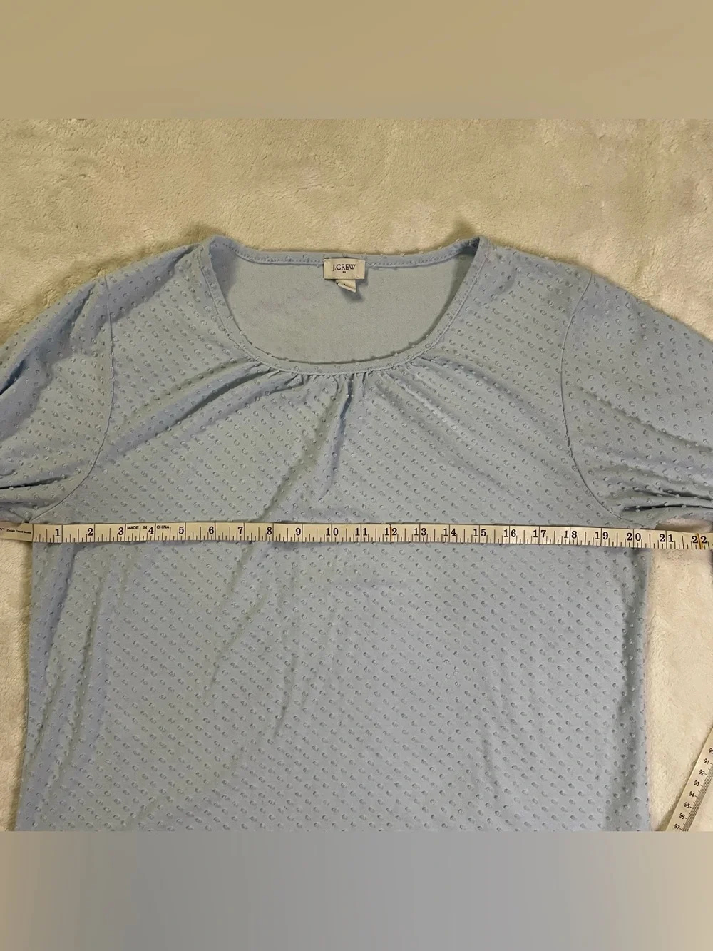 J. Crew Baby Blue Bubble Textured 3/4 Sleeve Blouse size L
